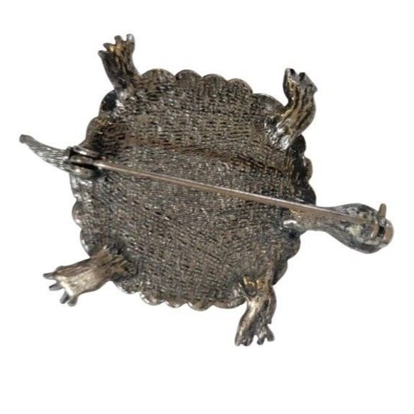 Vintage Shimmering Tigers Eye Stone Turtle Tortoise Brooch Pin - Picture 5 of 7
